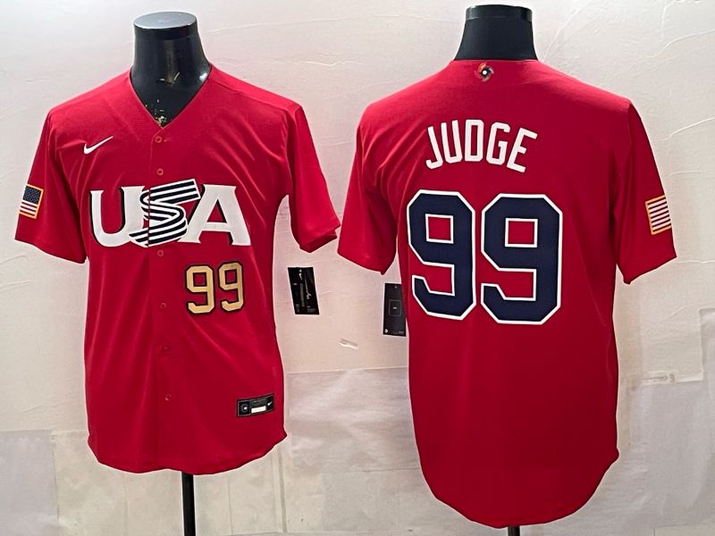 Men 2026 World Cub USA #99 Judge Red Nike MLB Jersey style 006->more jerseys->MLB Jersey